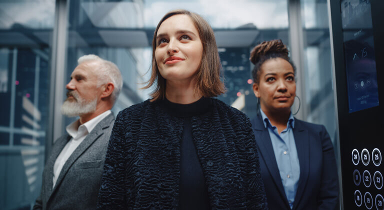 group of people in elevator