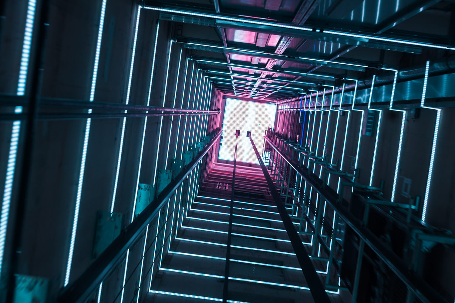 illuminated elevator shaft